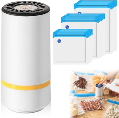 Dailygoody - Vacuümmachine - Handvacuümapparaat - Eenvoudig in gebruik - Wit - Vacuümzakken - Houdt levensmiddelen vers - Geschikt voor droge en vocht