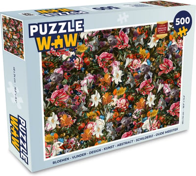 Puzzel Bloemen - Vlinder - Design - Kunst - Abstract - Schilderij - Oude meesters - Legpuzzel - Puzzel 500 stukjes