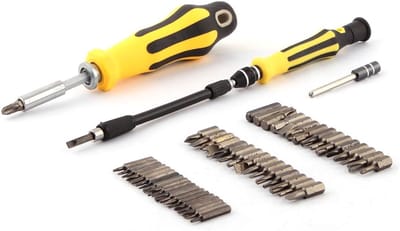Schroevendraaier Set - Reparatieset Gereedschap - Apparaten Repareren - 57 Delig - 20 x 13 x 4.5 cm - Zwart Geel