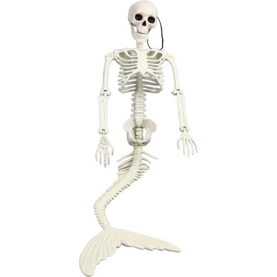 Squelette Sirène Taille Réelle Décorations d'Extérieur Halloween Articulé Mobile Réaliste Squelette Sirène Corps Entier white
