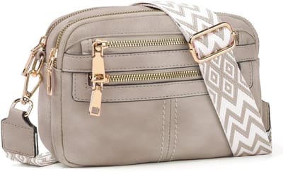 TAN.TOMI Dames Schoudertassen, Crossbody Tas, Crossbodytassen voor Dames met Verstelbare - Afneembare Brede Band -Grijs