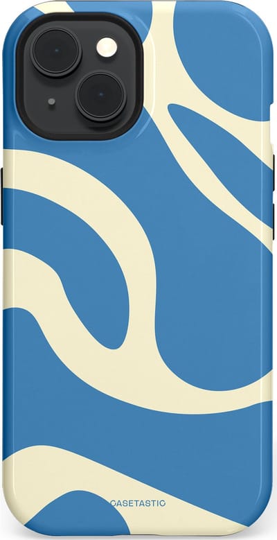 Casetastic hoesje geschikt voor Apple iPhone 15 - MagSafe - Dubbellaagse bescherming - Lichtblauwe water vlekken - Fashion Case - Lavendel Crème Lichtblauw