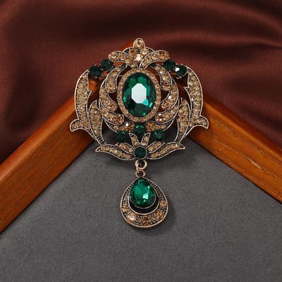 Klassieke Paleisstijl Dames Vintage Kristal Hanger Broches Spelden Barokke Luxe Kleding Jas Gesp Accessoires Cadeau brown
