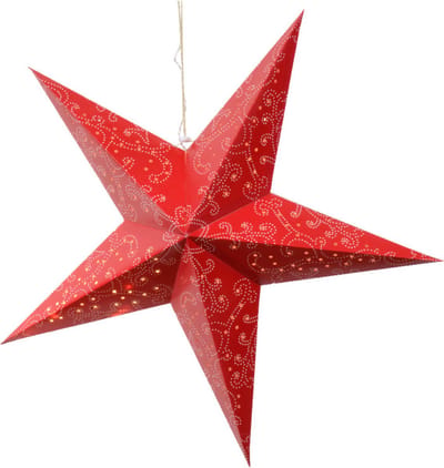 Decoris verlichte kerstster - rood - 60 cm - papier - op batterijen
