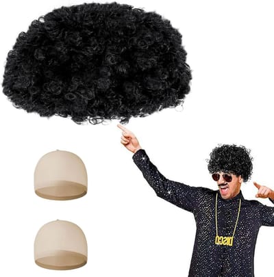 Afro pruik set 70s 80s - Funky kort krullend - 3 stuks - Ideaal voor disco themafeest - SnelShoppen