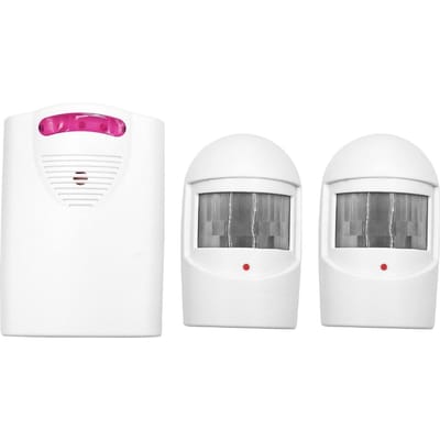 Multifunctioneel Draadloos Oprit Alarm Ir Bewegingsmelder Alarm Deurbel 1 Ontvanger 2 Zenders Voor Thuis Buitengebruik wit