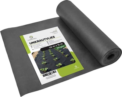 Garronda Worteldoek 150 g/m² Zwart 1,6 x 15 m – Waterdoorlatend, UV-bestendig GD-SYN-Vlies150