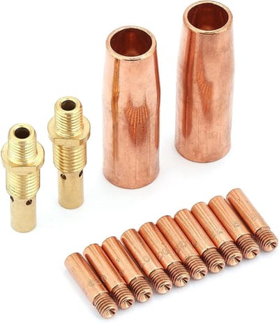 Mondstuk Diffusor Kit - Laskop Onderdelen - MIG Lassen - Hoogwaardig Koper - 14 Stuks - Koperkleurig