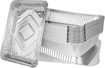 Dailygoods- Grillschalen 30 Stuks - Aluminium Met Deksel - 2200 ml - Wegwerp Kookschaal - Voedselveilig - Afmetingen 31,5 x 20,5 x 5 cm - Wegwerp Schaal