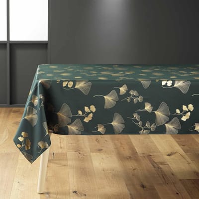Dailygoody - Tafelkleed - Glinsterend - Groen/goud - Polyester met metallic print - 240 x 150 cm - Geschikt voor eettafel - Feestelijke gelegenheden