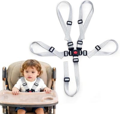 Veiligheidsgordel voor hoge stoel - 5-puntsgordel, multifunctionele riem voor kinderstoelen en buggy's, kinderveiligheid