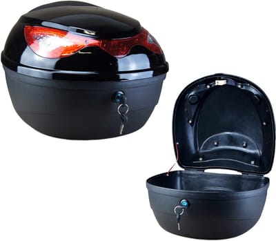 CLVP® Topkoffer Voor Scooter & Motorfiets – Motorkoffer - Helmkoffer –Zwart en oranje