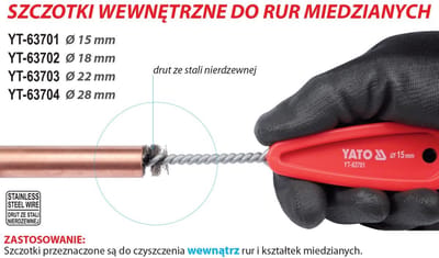Yato - Borstel voor Koperen Buis - Roestvrij Staal - Ø 15mm