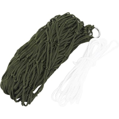 Hamac d'extérieur en maille pour camping, simple, en nylon, avec corde black