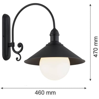 Argon Buitenwandlamp Enduro, zwart, staal, glas, IP44, E27