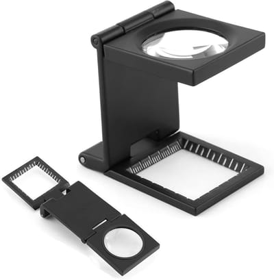 Draad Telling, Sieraden Ontmanteling, Vergrootglas met Licht en Stand, Mini Vouwbare Vergrootglas, 10x Scherm Vergrootglas met Meetlat, Metaal Draad Telling voor Precisiewerk in Solderen en Handwerken