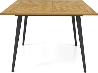 KOMFOTTEU Tuintafel met 5 cm schermgat, eettafel van acaciahout, houten tafel voor 4personen, terrastafel voor tuin, achtertuin, veranda