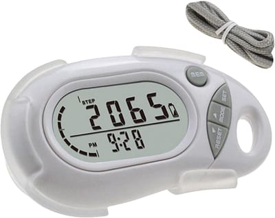 Stappenteller Clip - Wandel Kilometerteller - Nauwkeurig Stappen Tellen - Foutcorrectie 10 Stappen - 8.5x5x3.5 cm - Wit