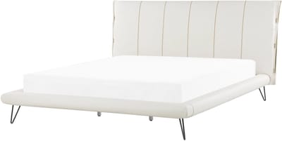 BETIN - Tweepersoonsbed - Lichtbeige - 180 x 200 cm - Kunstleer