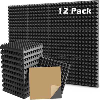 Akoestisch Schuim - Geluidsisolatie Platen - Studio Geluid Verbeteren - 5cm Dikke Panel - 12 Stuks 30x30cm - Zwart