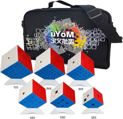 Oostifun MoYu Specifieke dobbelstenen 2x2 3x3 4x4 5x5 6x6 7x7 gladde kubus 6 veelkleurige dobbelstenen set met speciale opbergtas + zes kubus-statief