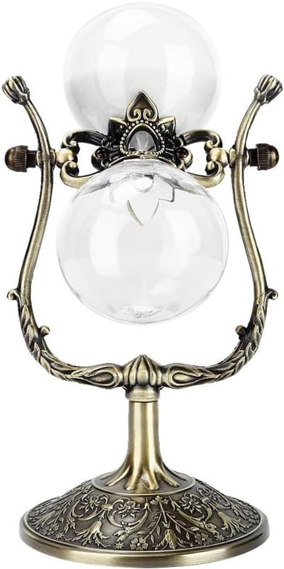 Vintage zandloper van metaal en glas - 15 minuten timer voor studie, keuken en decoratie in huis