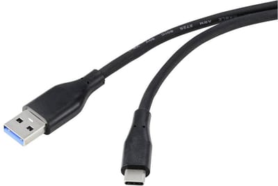 Renkforce USB-kabel USB 3.2 Gen1 USB-A stekker, USB-C stekker 1.00 m Zwart PVC-mantel, Zeer flexibel RF-4995172