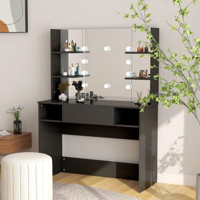 vidaXL - Kaptafel - met - LED-verlichting - 100x40x135 - cm - MDF - zwart