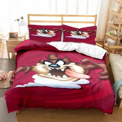 3D Print Cartoon Tasmaanse Duivel Mode Beddengoed Set Dubbel Twin King Dekbedovertrek Dekbed Kussensloop Jongens Meisjes Volwassenen Slaapkamer 140x210cm 2pcs
