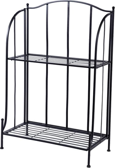 Mega Collections Plantenrek/plantentafel - zwart - metaal - opvouwbaar - 60 x 30 x 97 cm