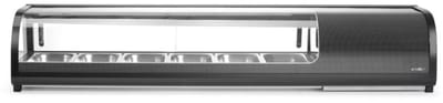 Arktic sushi koelvitrine - rvs en gehard glas - 152,9x42,6x29,6 cm - zwart - 6x GN 1/3