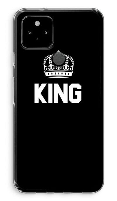 Case Company® - Hoesje geschikt voor Google Pixel 5 hoesje - King zwart - Soft Cover Telefoonhoesje - Bescherming aan alle Kanten en Schermrand