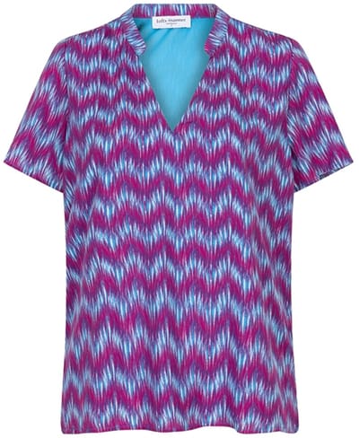 Lofty Manner T-shirt Blouse Mayra Qe07 812 Multi Wave Print Dames Maat - S