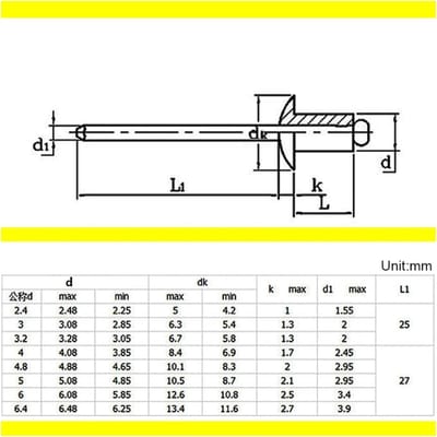 Blindklinknagels Aluminium - Klinknagels Platte Kop - Bevestigen Metalen - Waterdichte Afdichting - M2.4 50 Stuks - Aluminiumkleurig