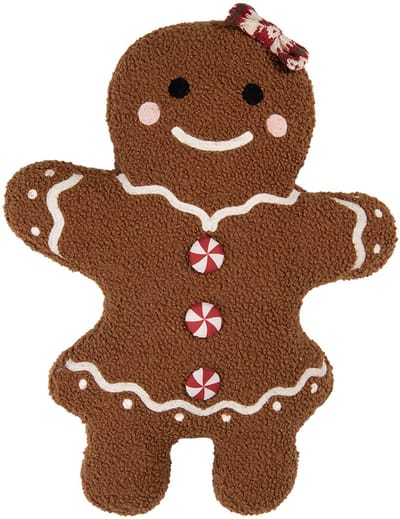Clayre & Eef Sierkussen Gingerbread man 40x5x44 cm Bruin Polyester