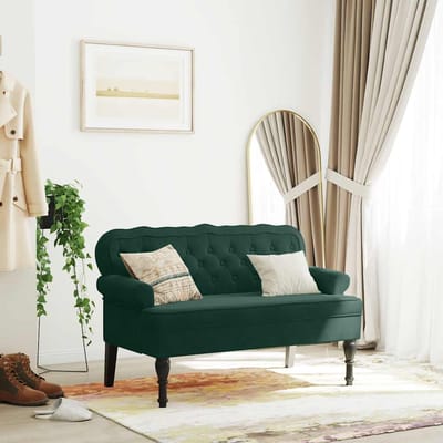 vidaXL - Bankje - met - rugleuning - 119,5x64,5x75 - cm - fluweel - donkergroen