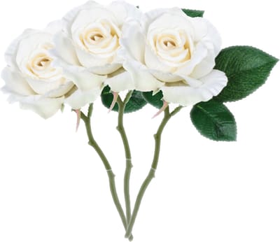 Mica Decorations Kunstbloem roos Emy - 3x - wit - 31 cm - kunststof - decoratie bloemen