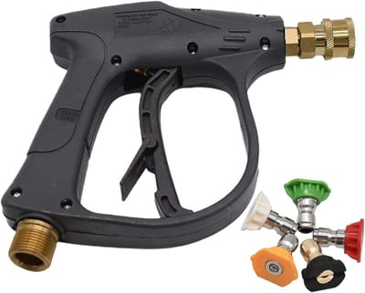 Thijox - Hogedrukreinigingspistool 4350 PSI met 5 Spuitmondstukken, 1/4 inch Quick Release Jet Wash Gun, M22 Metrisch Korte Power Waspistool voor Auto
