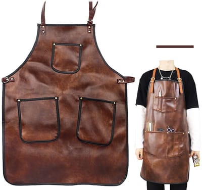 Dailygoods- Kappersschort PU-leer - Professioneel schort - Verstelbare bandjes - Hittebestendig - Morsbestendig - Twee zakken - Werkschort