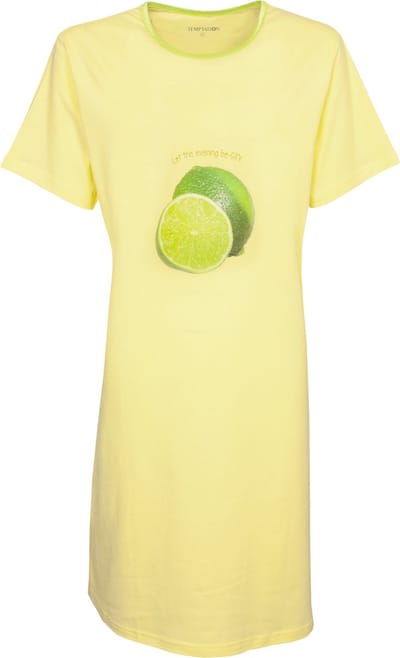 Temptation Dames Nachthemd - Bigshirt - Limoen Print - Geel - Maat S