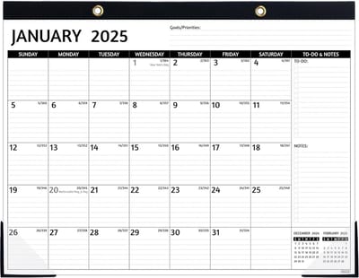 Bureaukalender 2024-2025 Groot Formaat Zwart - Jaarkalender & Planner
