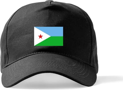 Zwarte Pet Beechfield met Wereldvlaggen, land Djibouti klittenbandsluiting