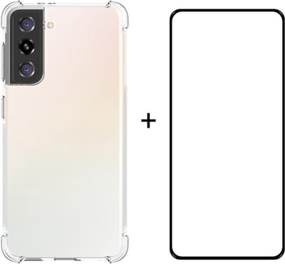 Shockproof silicone tpu gel hoesje Telefoonhoesje geschikt voor Samsung Galaxy S21+ met full cover glas screenprotector
