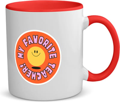 Akyol - my favorite teacher koffiemok - theemok - rood - Docent - leraar/lerares - juf - meester - verjaardagscadeau - verjaardag - cadeau - afscheidscadeau - geschenk - leuke cadeau - kado - gift - juffendag - meesterdag - 350 ML inhoud