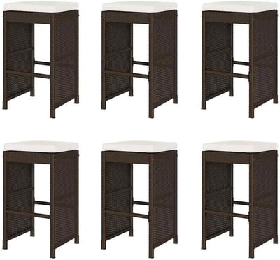 Tuinbarkrukken 6 stuks - Buitenstoelen - Genieten buiten - Inclusief kussens - 76 cm zithoogte - Bruin