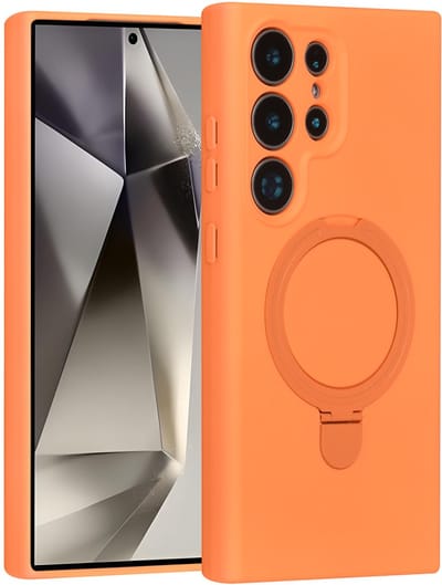 TUNIQ telefoonhoesje voor Samsung Galaxy S24 Ultra - MagSafe met ringstand - Oranje