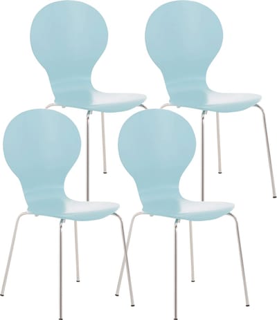 CLP Diego Set van 4 stapelstoelen Hout/lichtblauw