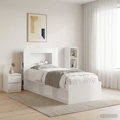 vidaXL - Hoofdeinde - Kast - met - opslag - Hoogglans - Wit - Geconstrueerd - hout
