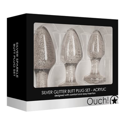 Acrylic Silverchip Butt Plug Set - Silver