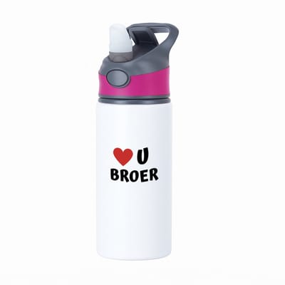 Hacebo® - love u broer waterfles met rietje roze - Broer - de liefste broer - verjaardag - cadeautje voor broer - broer artikelen - kado - geschenk - water fles - 650ML